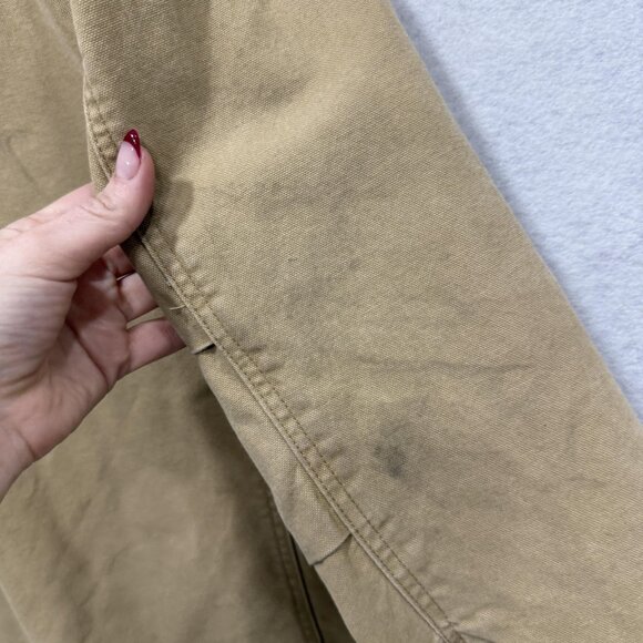 Orvis Jacket Mens Large Beige Canvas Field Coat Quilted Lined Outdoor Workwear - Picture 10 of 16
